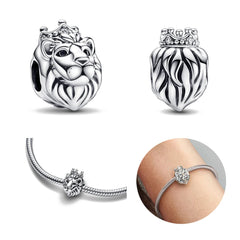 925 Silver Lion Pendant Charm Bead for Bracelet Necklace DIY Jewelry