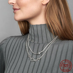Silver Chunky Infinity Knot Chain Necklace for Women