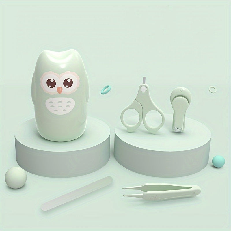 4pcs Personalized Nail Clippers Set Custom Name Pink & Green Nail Care Kit