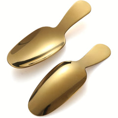 2pcs Stainless Steel Dessert Spoon Set Short Handle Coffee Scoop Mini Tea Spoons