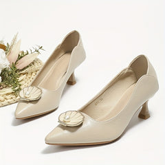 Women's Pearl Shell Pointed Toe Stiletto Heels
