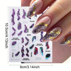 6 Sheets Marble Nail Stickers - Foil Nail Art Decals for DIY Manicure