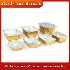 20pcs Golden Foil Baking Pan With Lid 11-61.5 Oz Disposable Aluminum Foil Pan