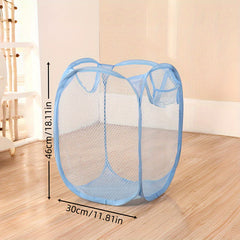 Portable Pop Up Mesh Laundry Hamper - Collapsible Basket for Dirty Clothes