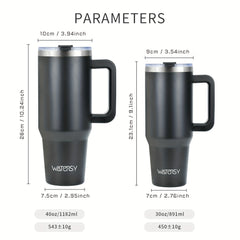 WATERSY 30oz 40oz Stainless Steel Travel Mug with Straw Lid & Handle