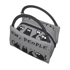 People Cat Insulated Lunch Bag Reusable Gray Cooler Tote Cartoon Cats Camping Pi
