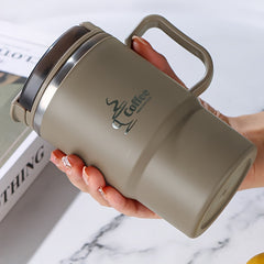 Stainless Steel Insulated Coffee Cup with Lid Spoon Reusable Multifunctional Cup