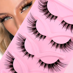 5 Pairs Natural Fluffy Cat Eye False Eyelashes Angel Wings