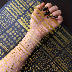 30pcs Golden Foil Nail Art Stickers Set Self Adhesive Metallic Decals