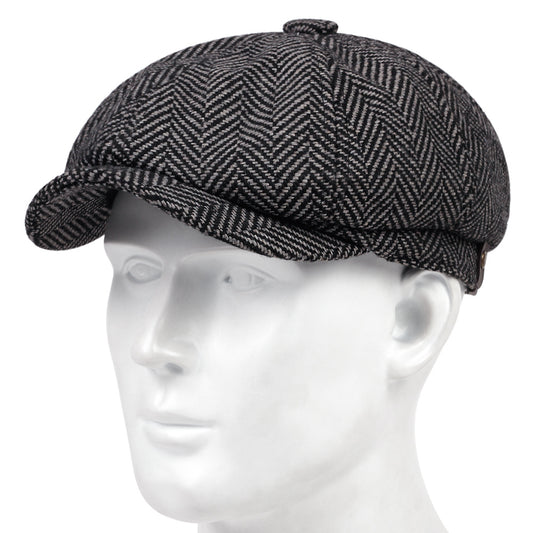 Men's Vintage Chunky Herringbone Knit Beret Hat