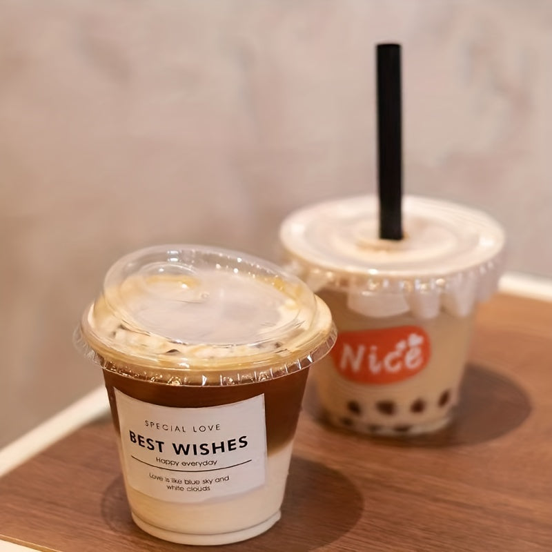 50pcs 270ml 9 Oz Disposable Plastic Cup With Lid - Wedding Party Christmas Cup