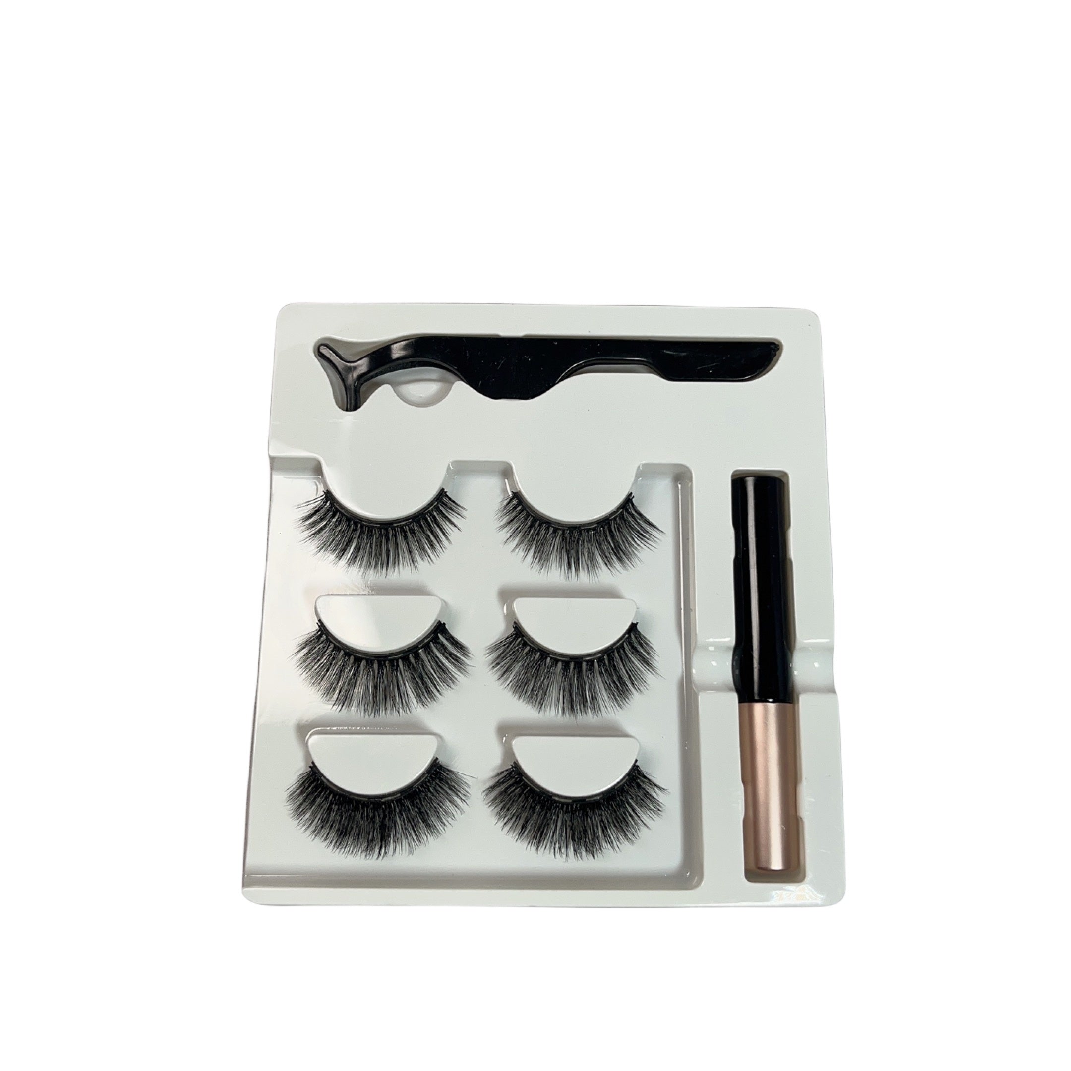 3 Pairs Magnetic Eyelashes With Eyeliner And Tweezers Reusable