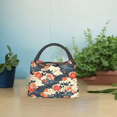 Floral Waves Insulated Lunch Bag for Beaches and Hikes