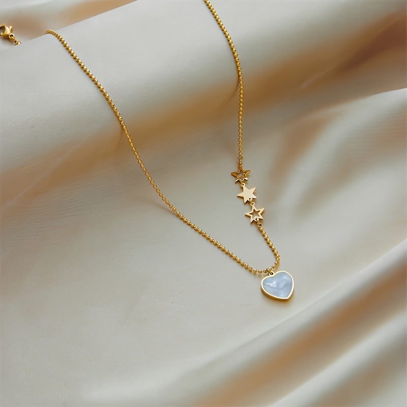 Stainless Steel Necklace Star Heart Pendant