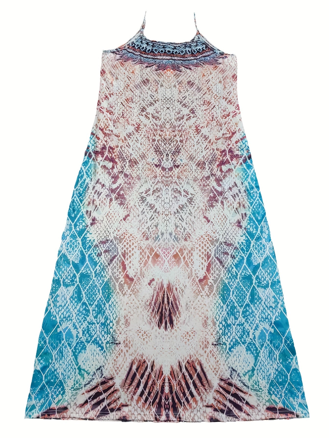 Sexy V Neck Spaghetti Strap Sleeveless Graphic Print Dress