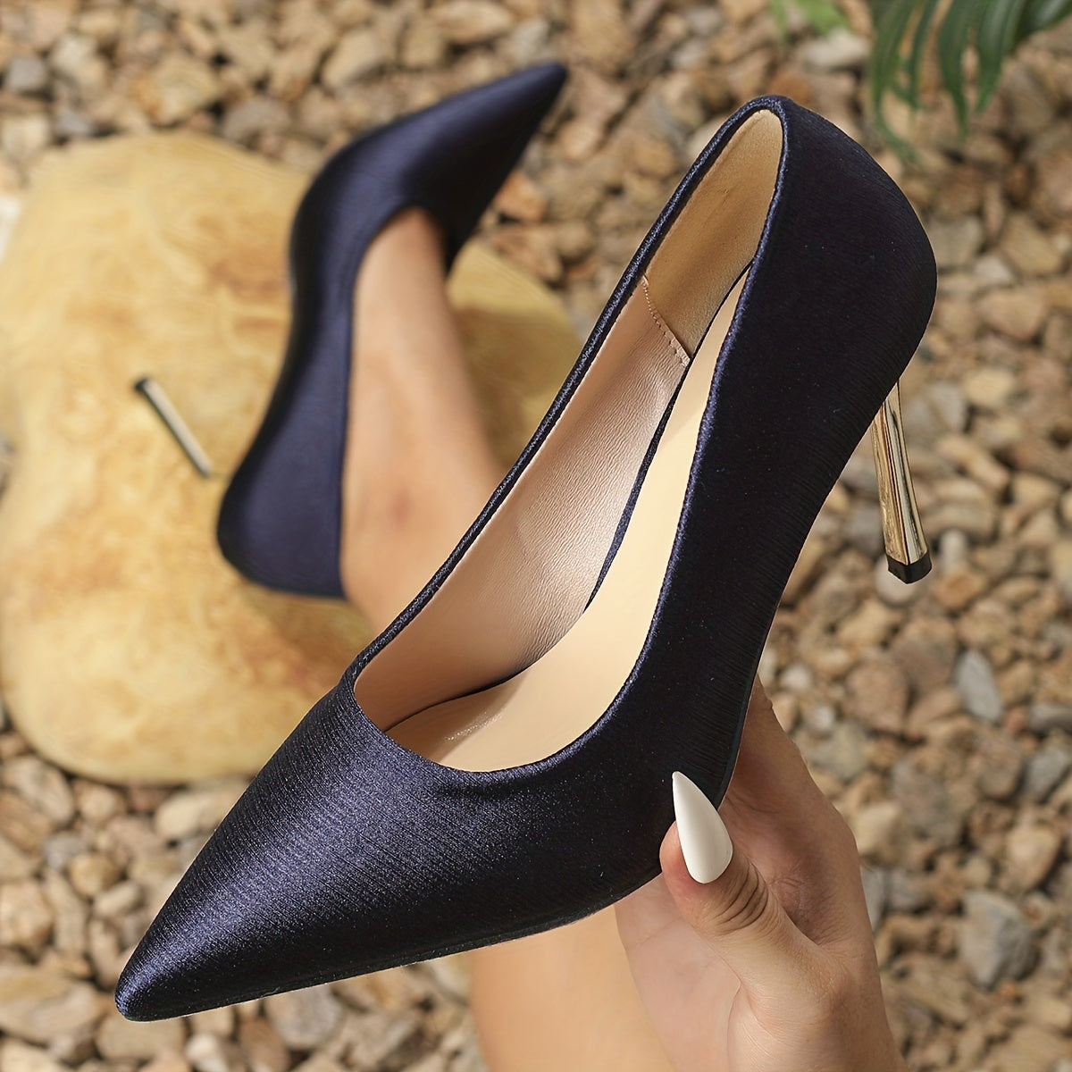 Solid Stiletto Heels Point Toe Pumps Women's Party Heels