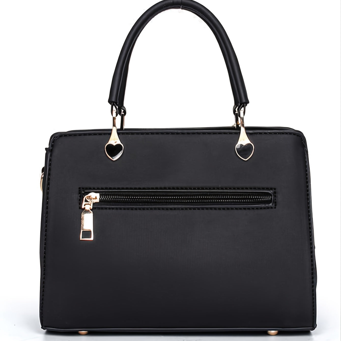 Metal Letter Decor Satchel Bag Top Handle Purse Shoulder Office Bag