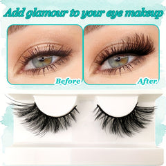 5 Pairs Fox Eye Lashes 24mm Wispy Faux Mink Lashes