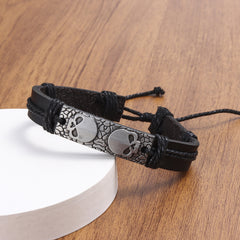 Men's Vintage Skull Leather Bracelet