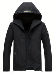 Men's Casual Zip Up Solid Jacket For Spring Fall
