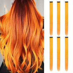 6pcs Red Hair Extensions Clip In 50 8 Cm Long Straight Heat Resistant Girls