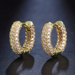 Men's Round Earrings with Artificial Diamond Zircon
