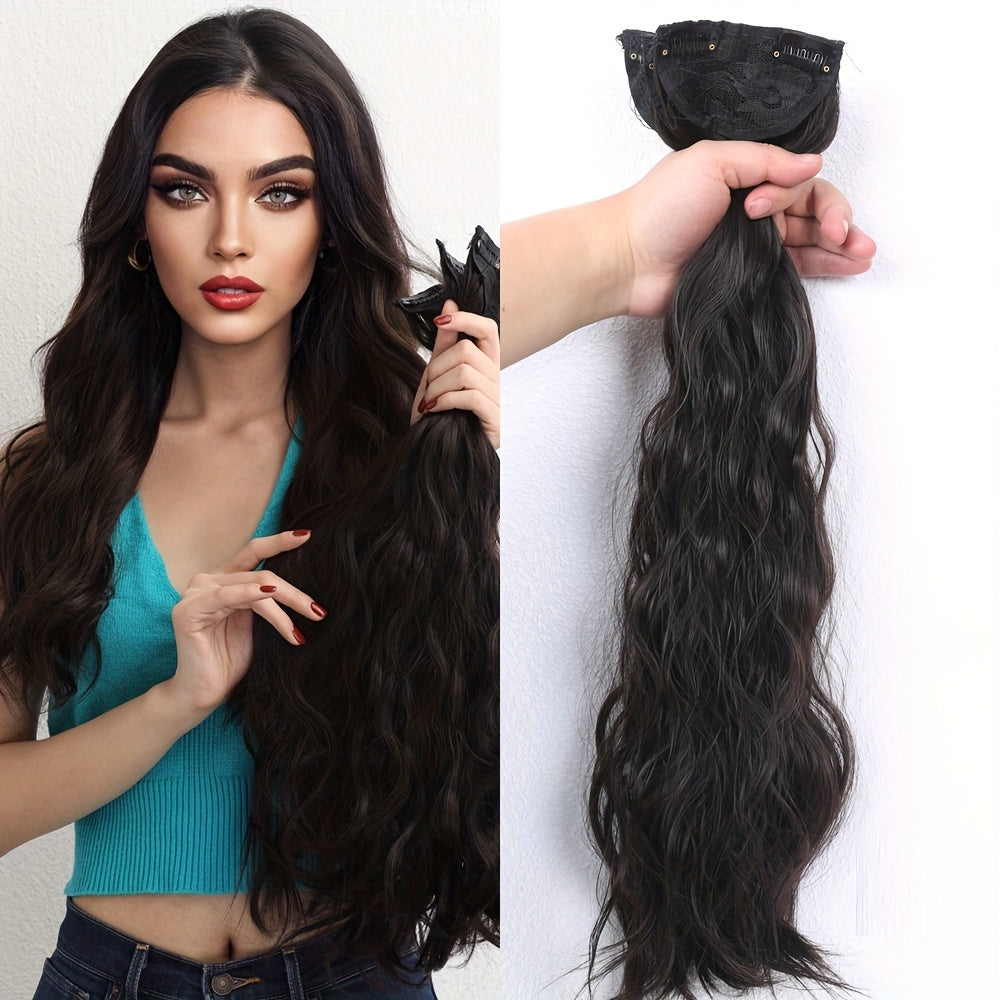 Clip In Hair Extension Synthetic Curly Wavy Brown Hair Extensions