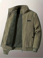 Men's Corduroy Cotton Jacket with Zip Up Collar