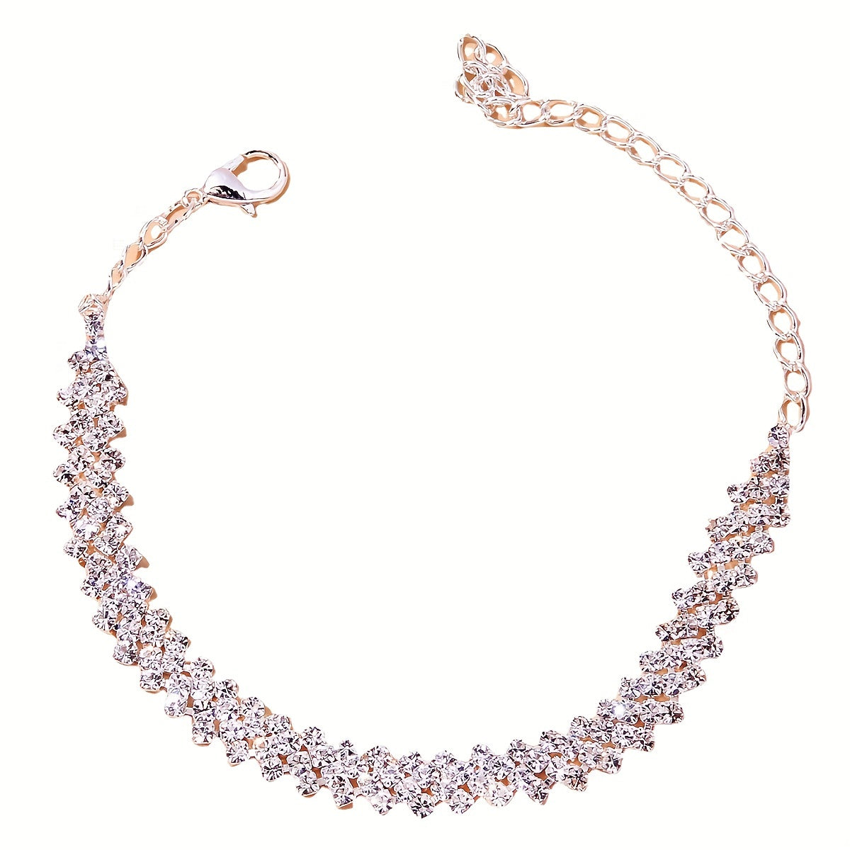 Rhinestone Inlaid Chain Anklet for Wedding