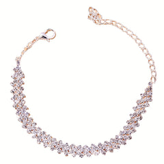 Rhinestone Inlaid Chain Anklet for Wedding