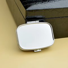 Iron Medicine Box with Mirror 2 Compartments Silvery Gray Single Packaging