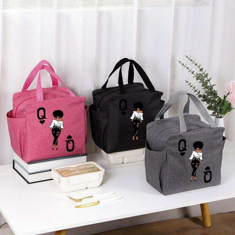 Queen Insulated Lunch Bag Oxford Canvas Tote Cartoon Large Capacity Portable