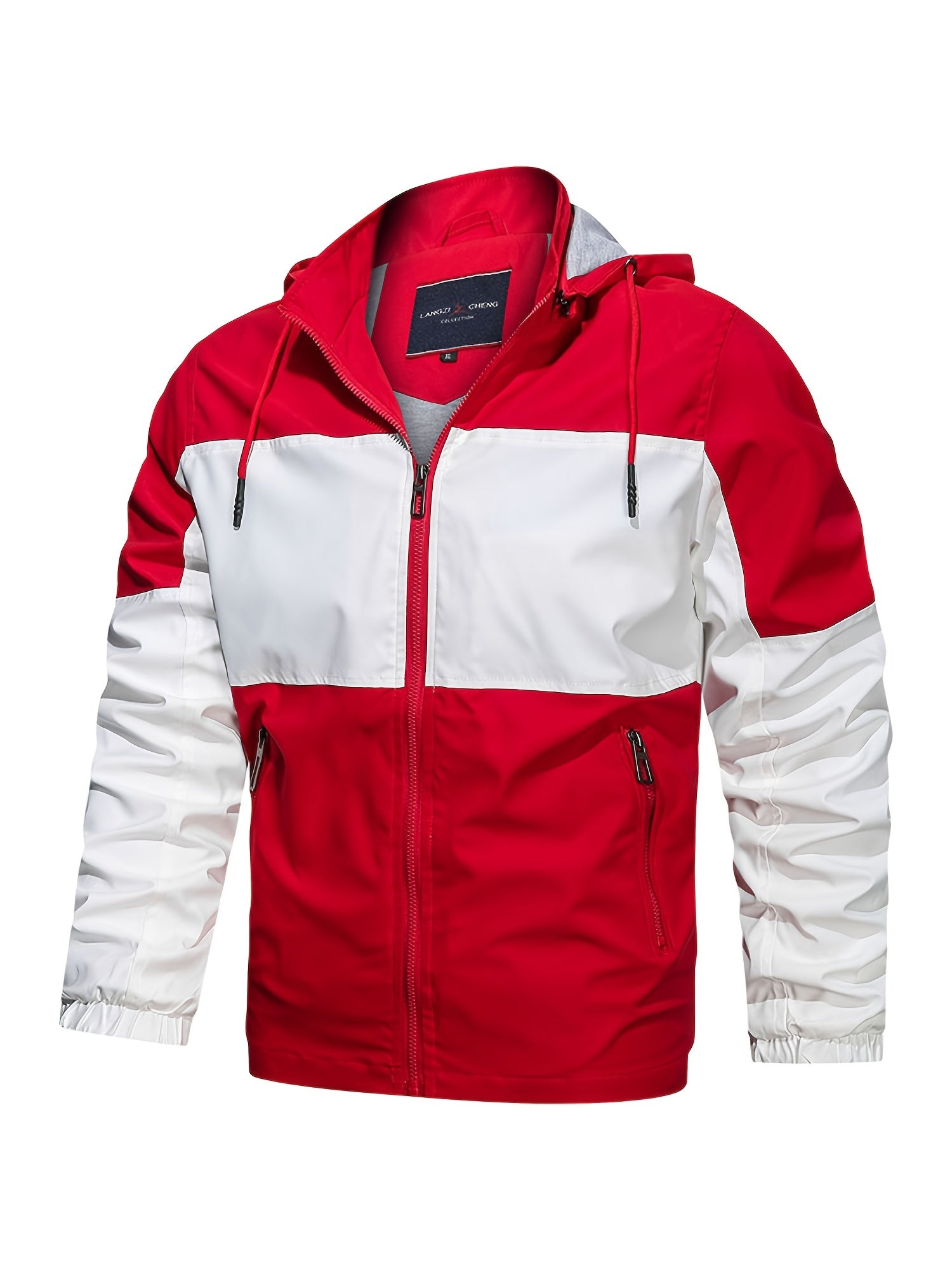 Men's Casual Zipper Block Hooded Jacket