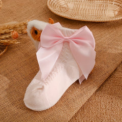 4 Pairs Baby Girls Bowknot Socks Ultra Thin Mesh Breathable Comfy Summer Socks