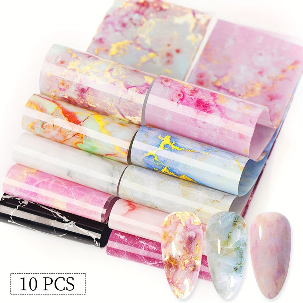 Marble Pattern Nail Foil Transfer Stickers - Nail Art Supplies