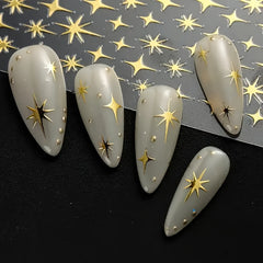 Geometric Star Nail Stickers 3D Self Adhesive Polypropylene Nail Art Space Theme