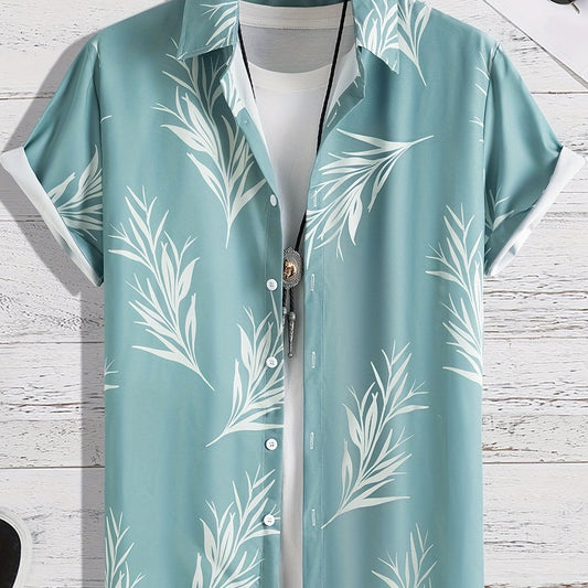 Men's Leaf Pattern Button Up Shirt
