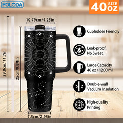 Foloda Stainless Steel Tumbler 40oz Sun Moon Insulated Travel Mug