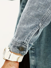 Men's Denim Jacket Lapel Button Up Coat Spring Fall