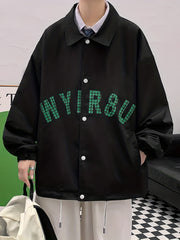 Men's Letter Print Lapel Stylish Coat Jackets