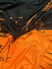 Colorblock Letter & Face Print Round Neck Top