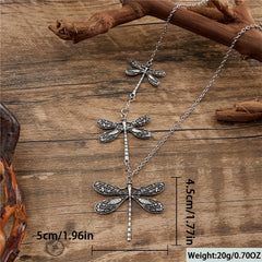Vintage Dragonfly Pendant Necklace For Women Bohemian Charm Necklace