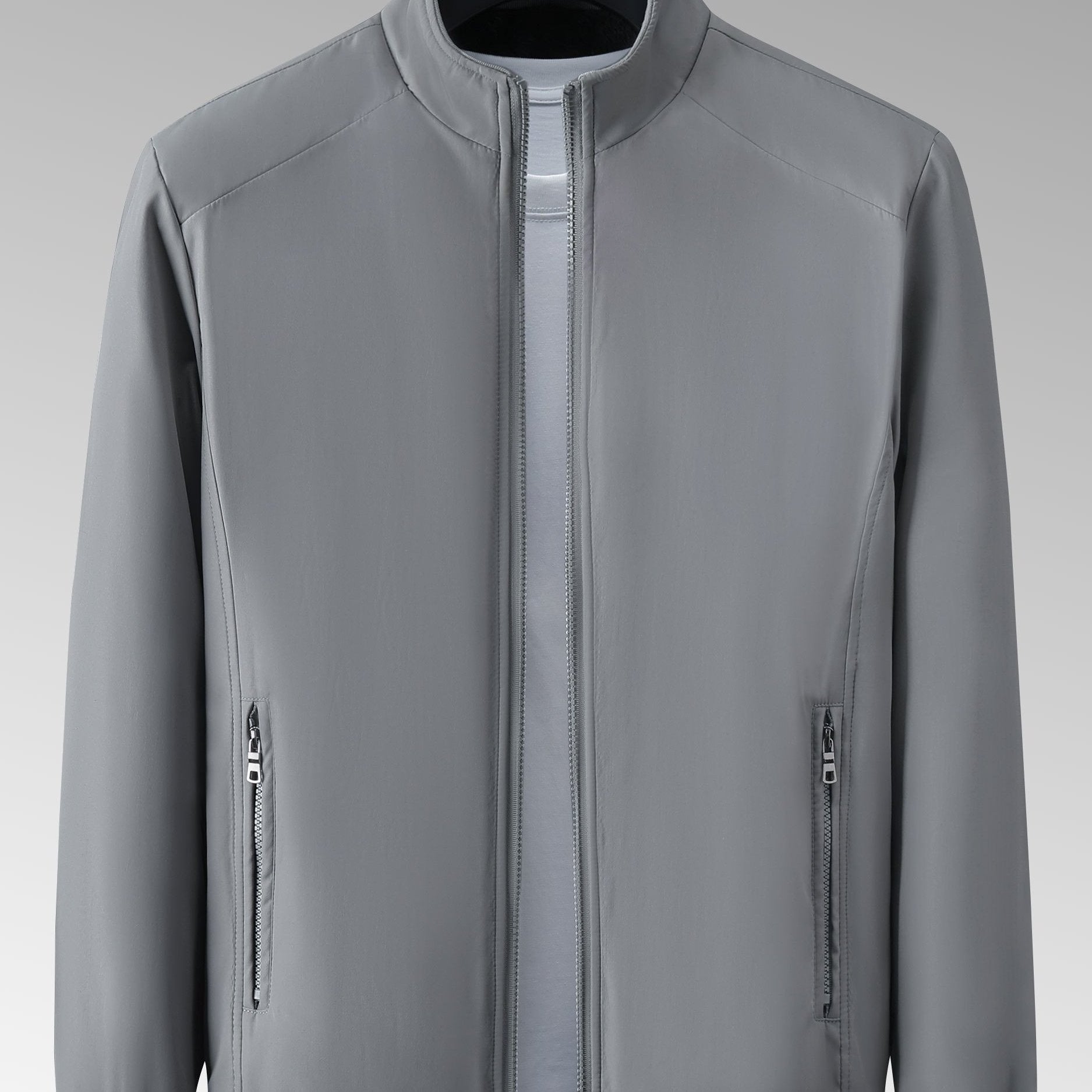 Men's Lightweight Windbreaker Jacket Stand Collar Zip Up Coat