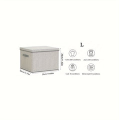 Foldable Storage Box with Lid Dust Proof Organizer for Clothes and Bedding