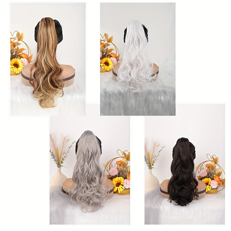 Long Curly Wavy Ponytail Extensions Synthetic Clip In Hair Extensions