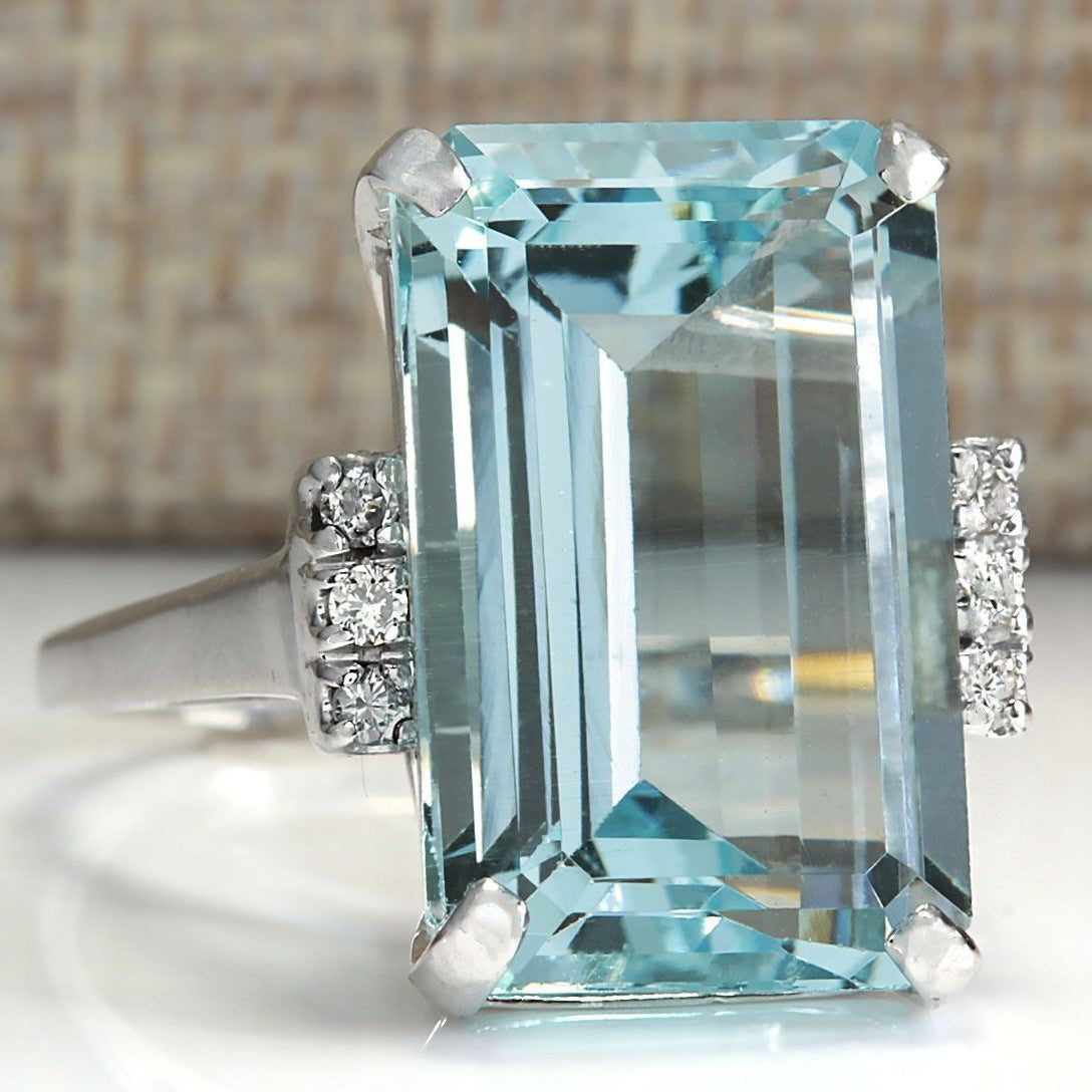 Men's Square Sea Zircon Ring