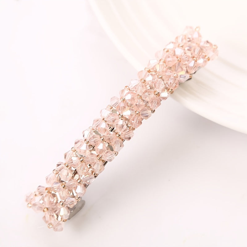 Sparkly Rhinestone Flower Hair Barrette French Style Hair Clip