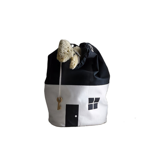 Nordic Style House Shaped Storage Bag Durable Polyester Fabric with Hanging Loop