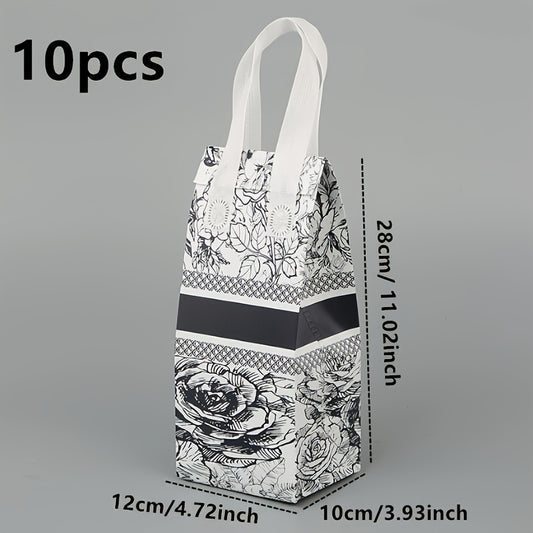 10pcs Insulated Canvas Tote Bags for Drinks & Food Reusable Cooler Bags