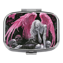 Angel Winged Girl 2 Compartment Case Portable Metal Medicine Box